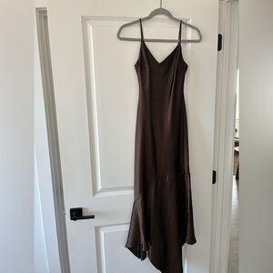 Steve Madden Brown Satin Slip Maxi Dress